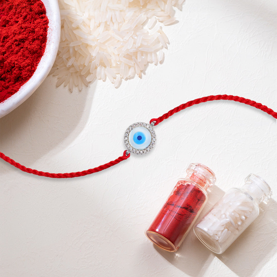 Evil Eye Rhodium-Plated Sterling Silver Thread Rakhi For Him