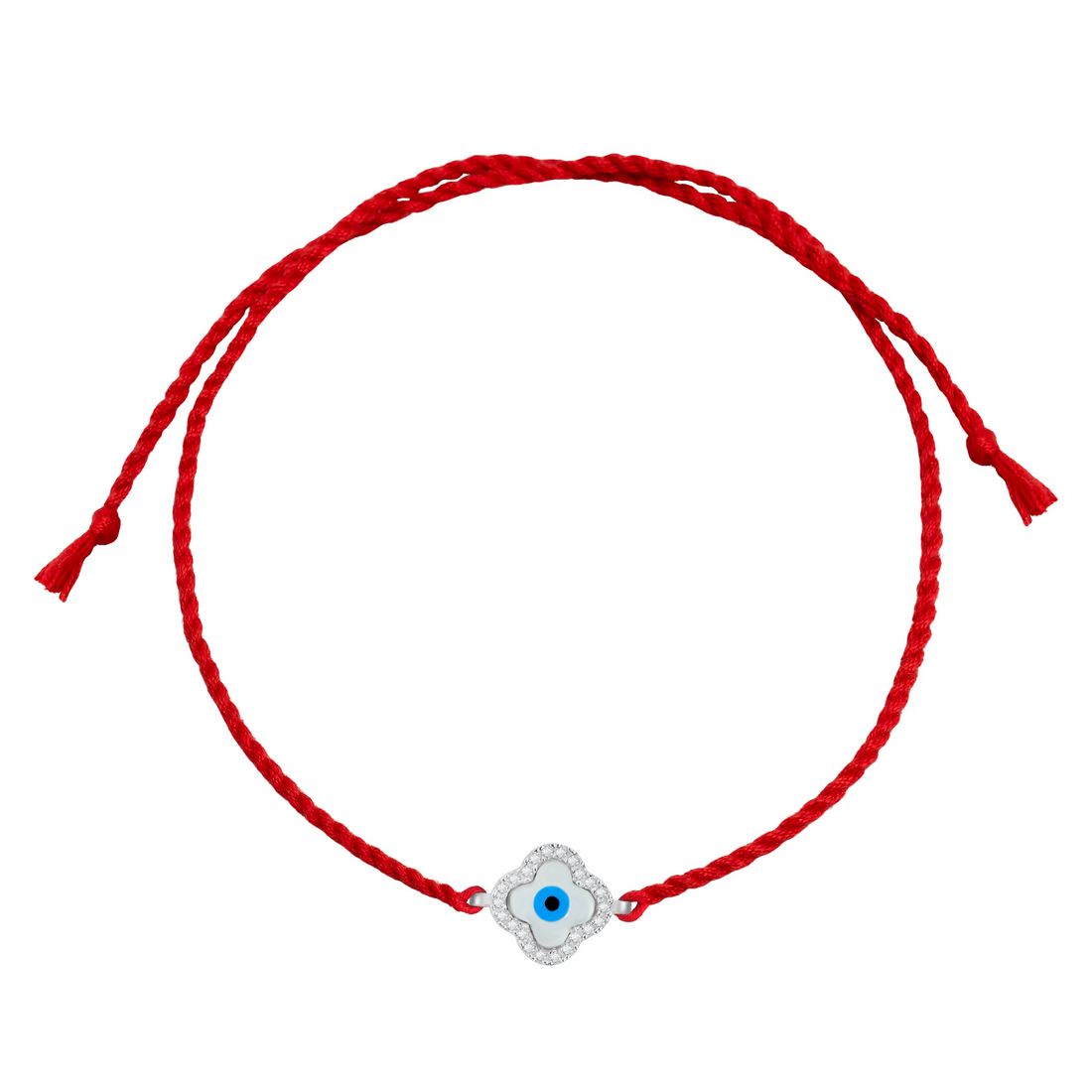 Evil Eye Protection With CZ Rhodium-Plated Sterling Silver Thread Rakhi For Him