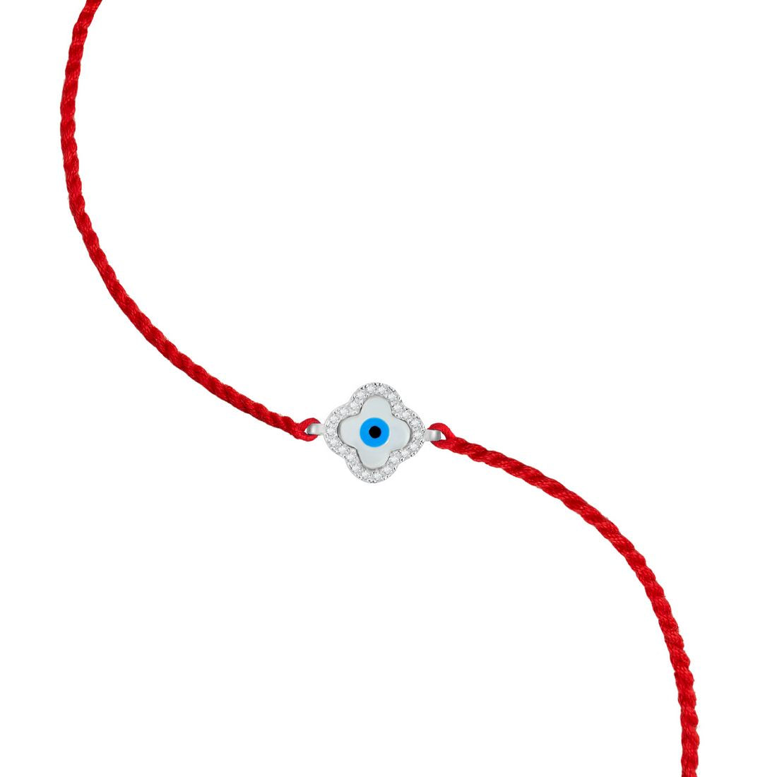 Evil Eye Protection With CZ Rhodium-Plated Sterling Silver Thread Rakhi For Him