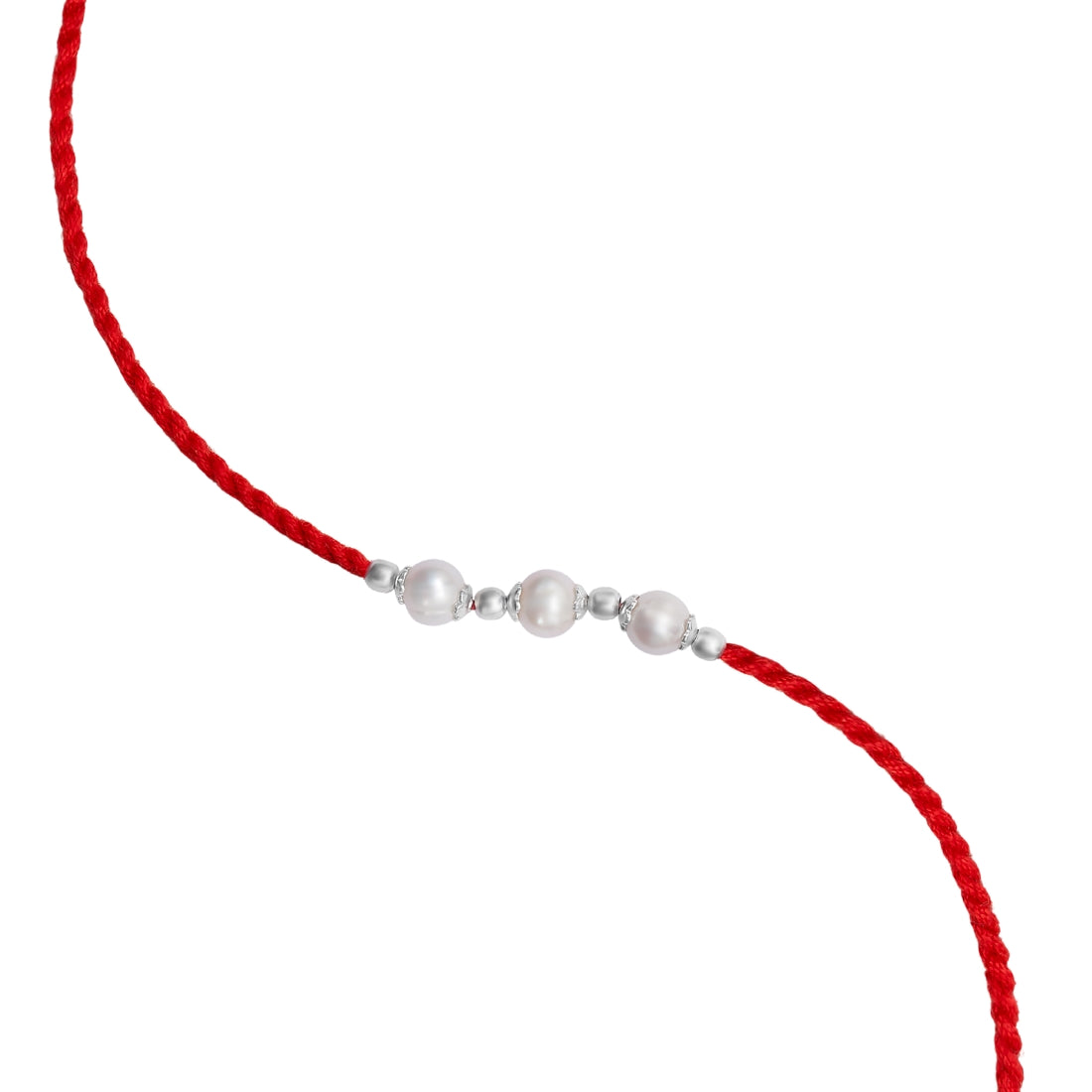 Gesture of Affection: Pearl Rhodium-Plated Sterling Silver Thread Rakhi For Him