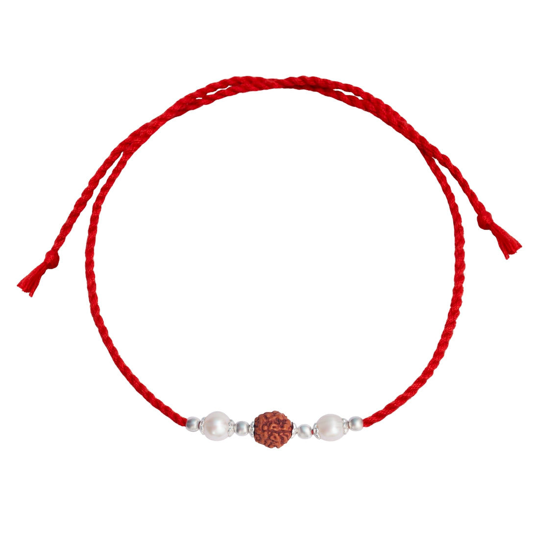 Spiritual Protection Rudraksh & Pearl Rhodium-Plated Sterling Silver Thread Rakhi For Him