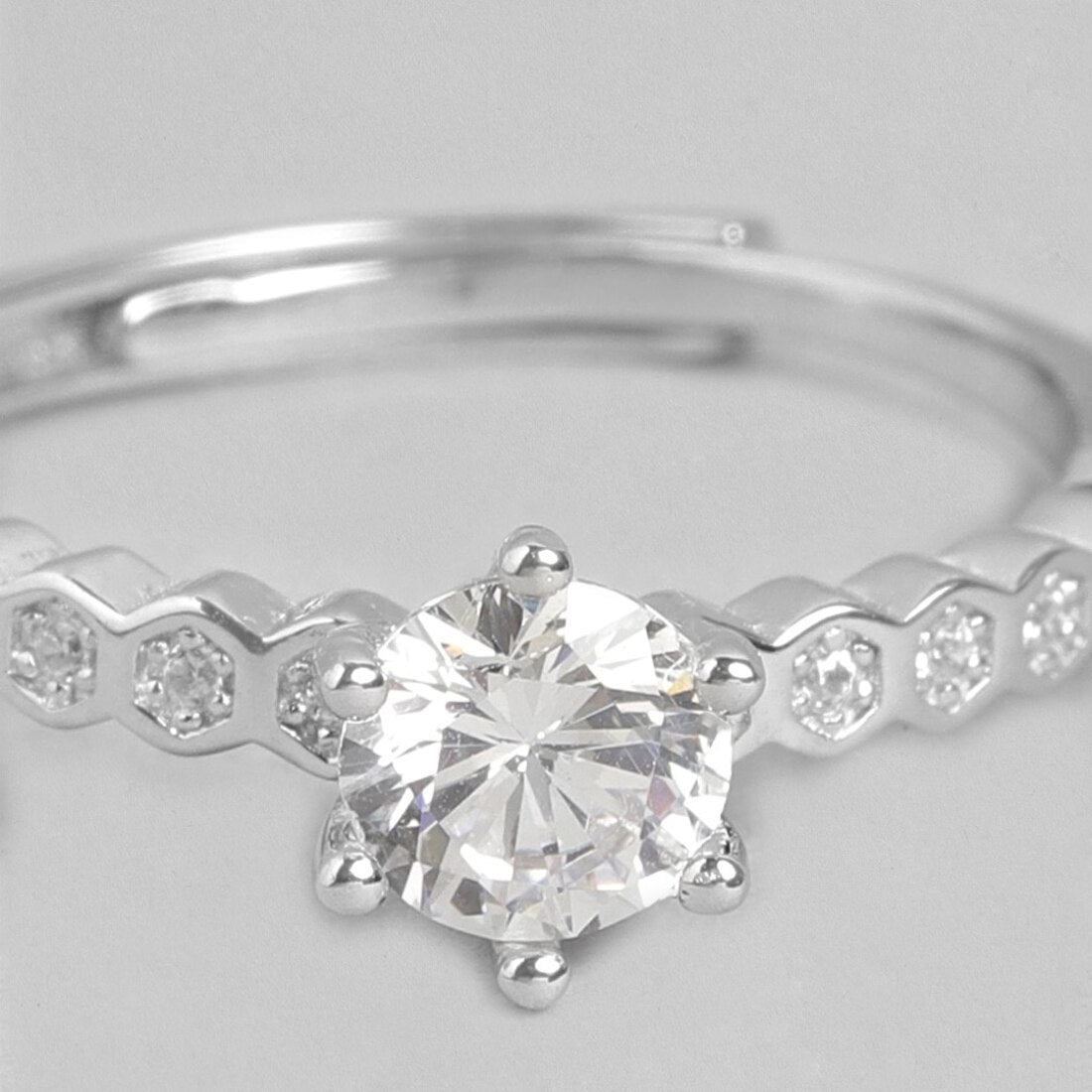 The Princess Solitaire 925 Silver Ring (Adjustable)