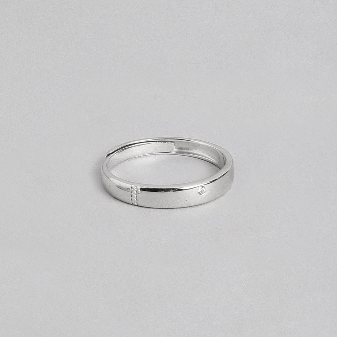 Minimal Band Rhodium Plated 925 Silver Ring for Him (Adjustable)