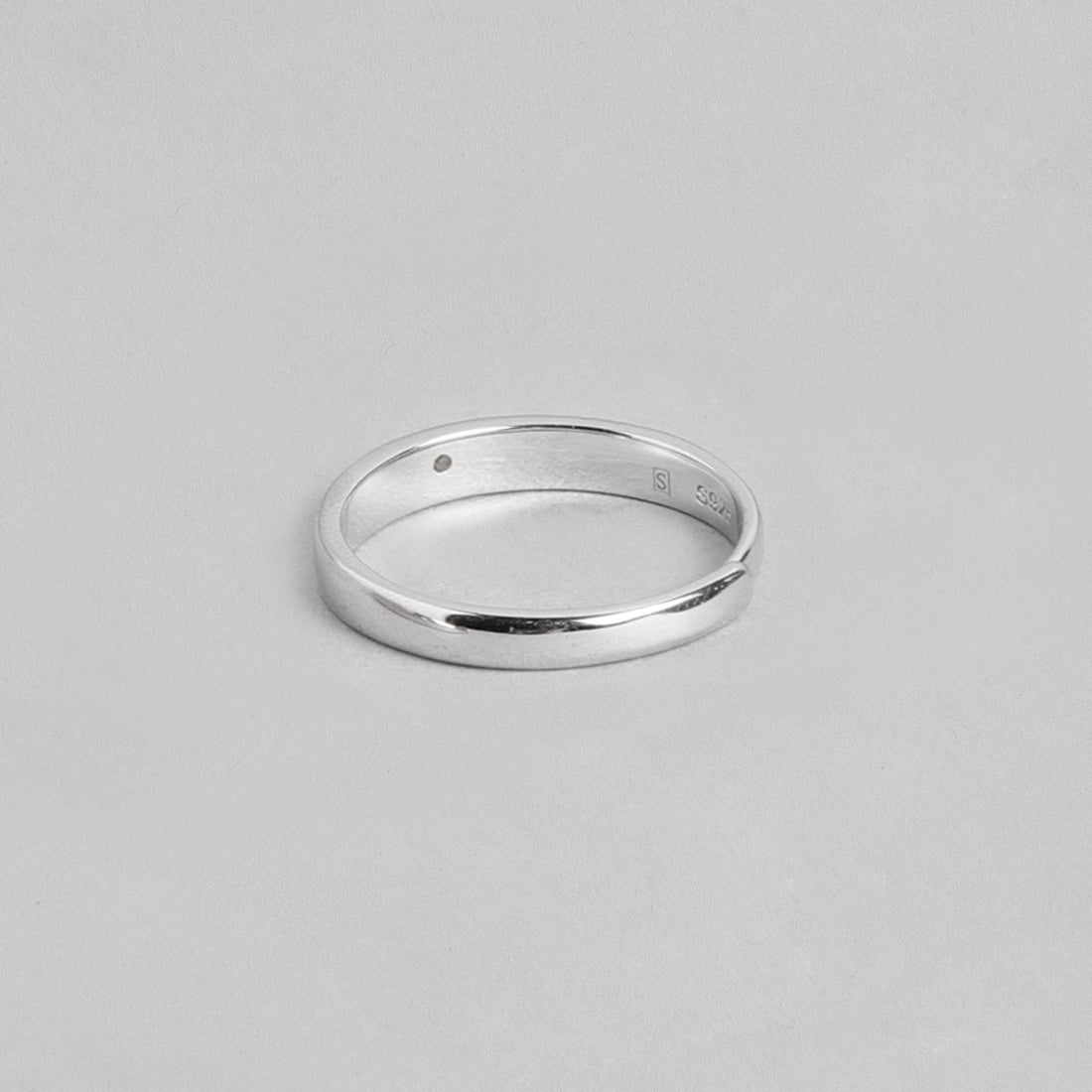 Minimal Band Rhodium Plated 925 Silver Ring for Him (Adjustable)