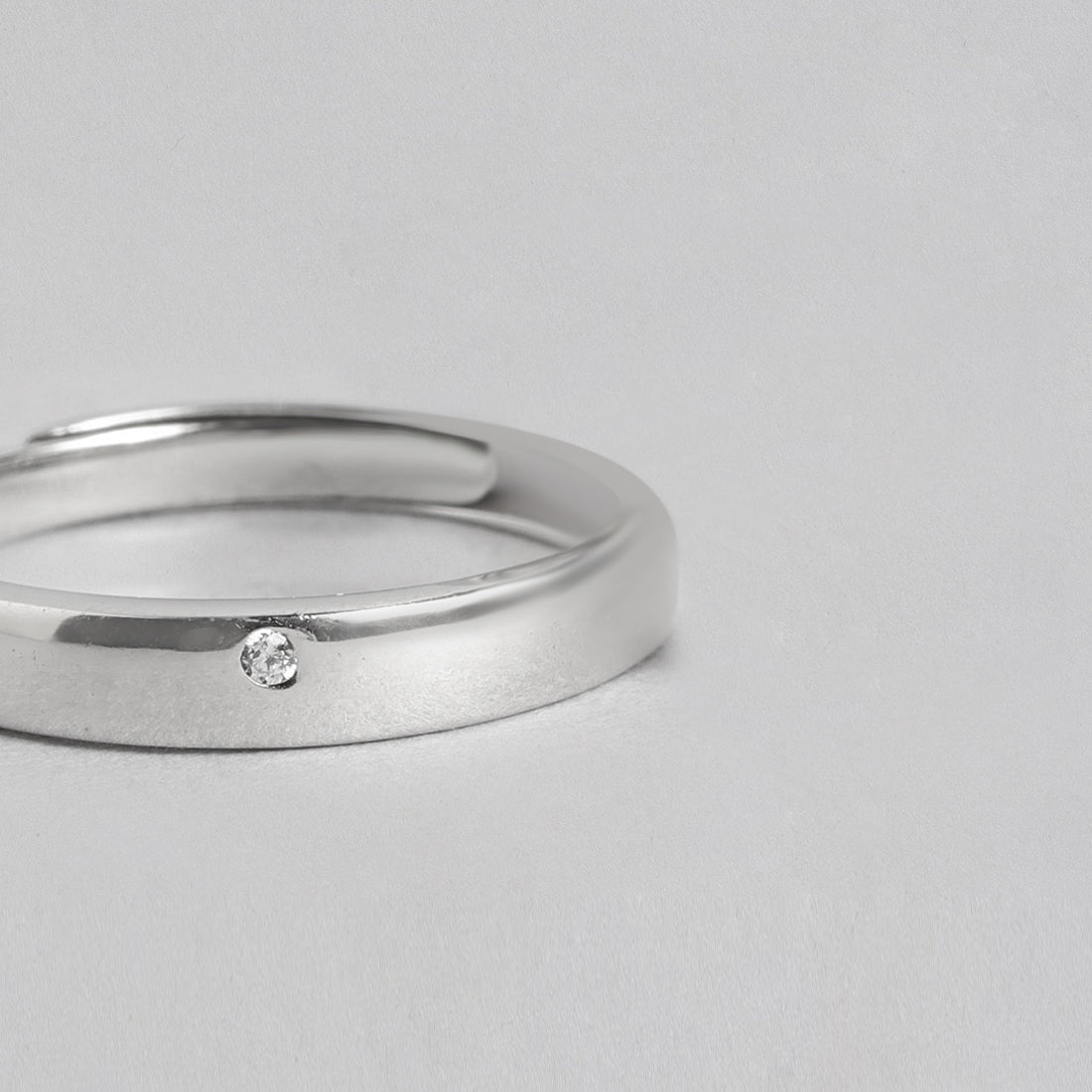 Minimal Band Rhodium Plated 925 Silver Ring for Him (Adjustable)