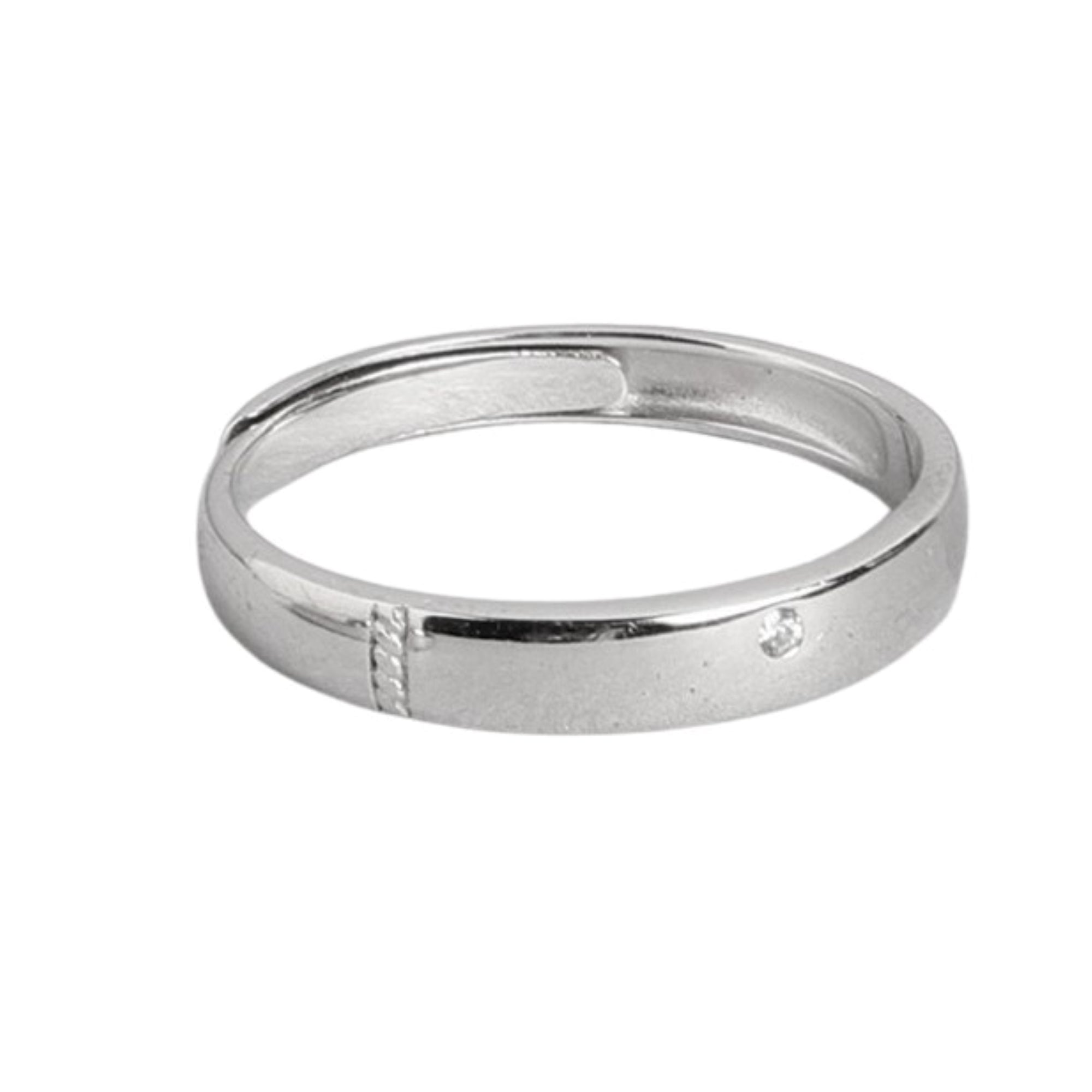 Minimal Band Rhodium Plated 925 Silver Ring for Him (Adjustable)