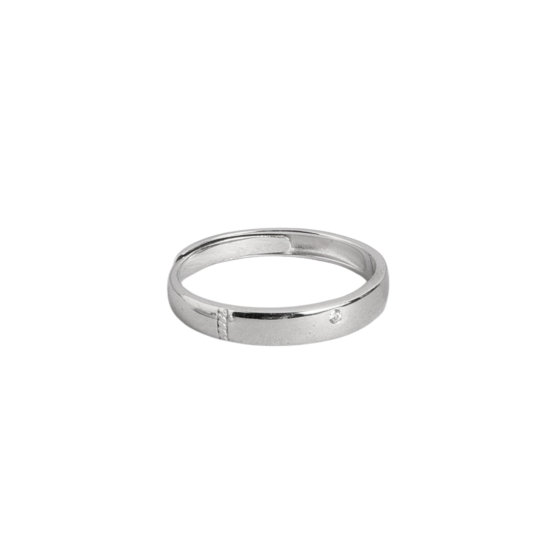 Minimal Band Rhodium Plated 925 Silver Ring for Him (Adjustable)