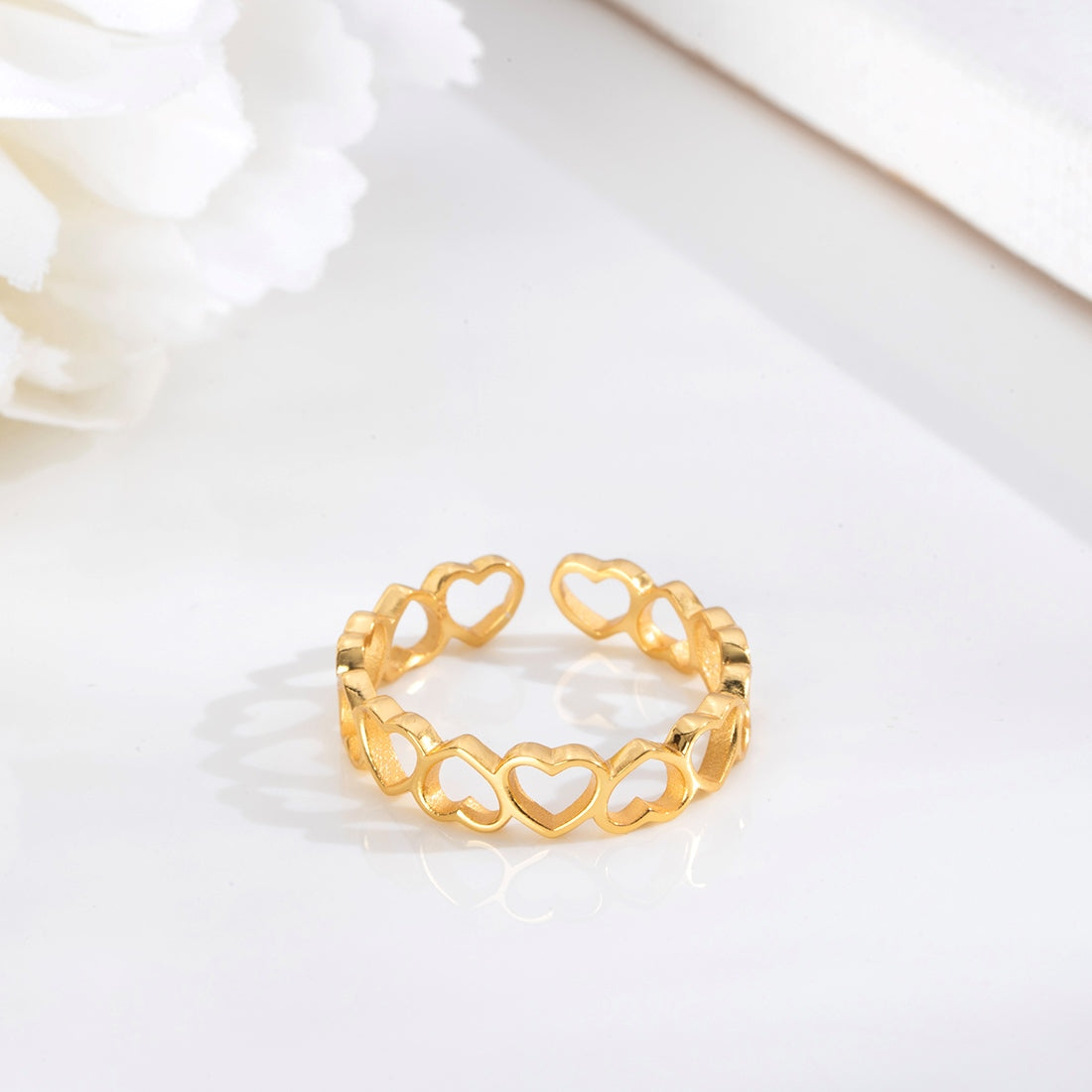 Heartfelt Elegance Gold Plated 925 Sterling Silver Female Ring