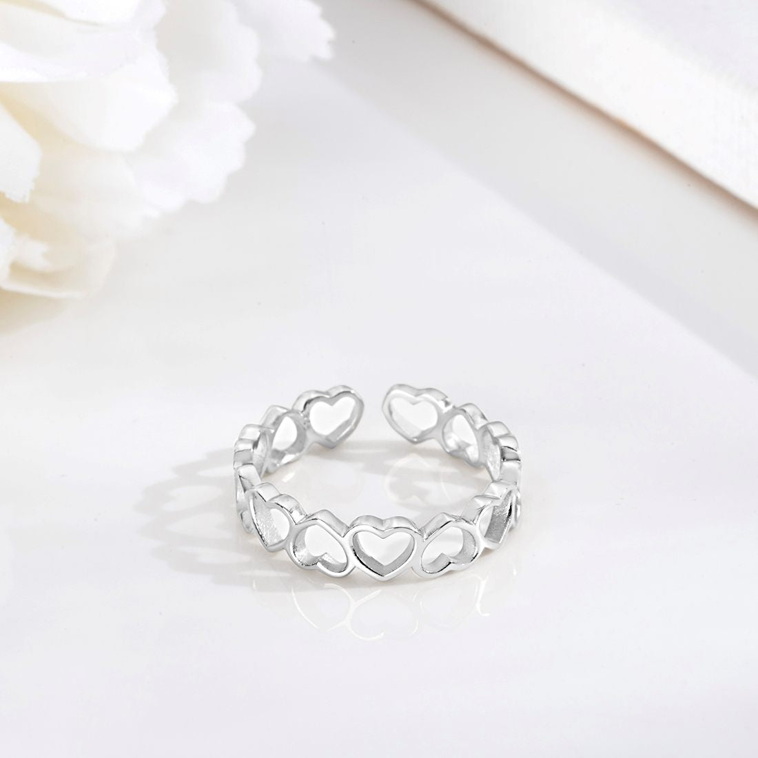 Heartfelt Elegance Rhodium Plated 925 Sterling Silver Female Ring