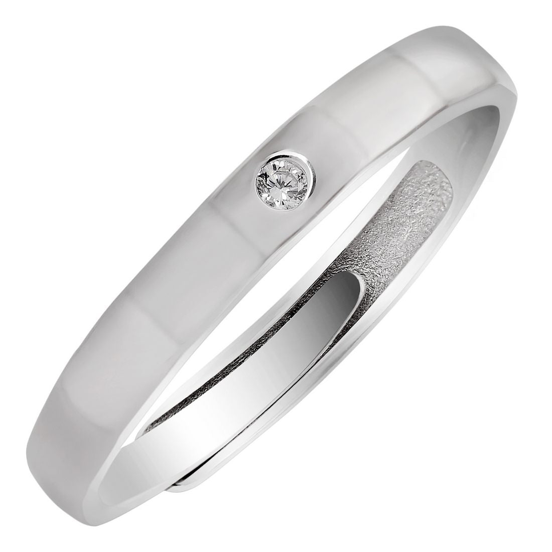 Masculine Brilliance Rhodium Plated 925 Sterling Silver Men's Ring