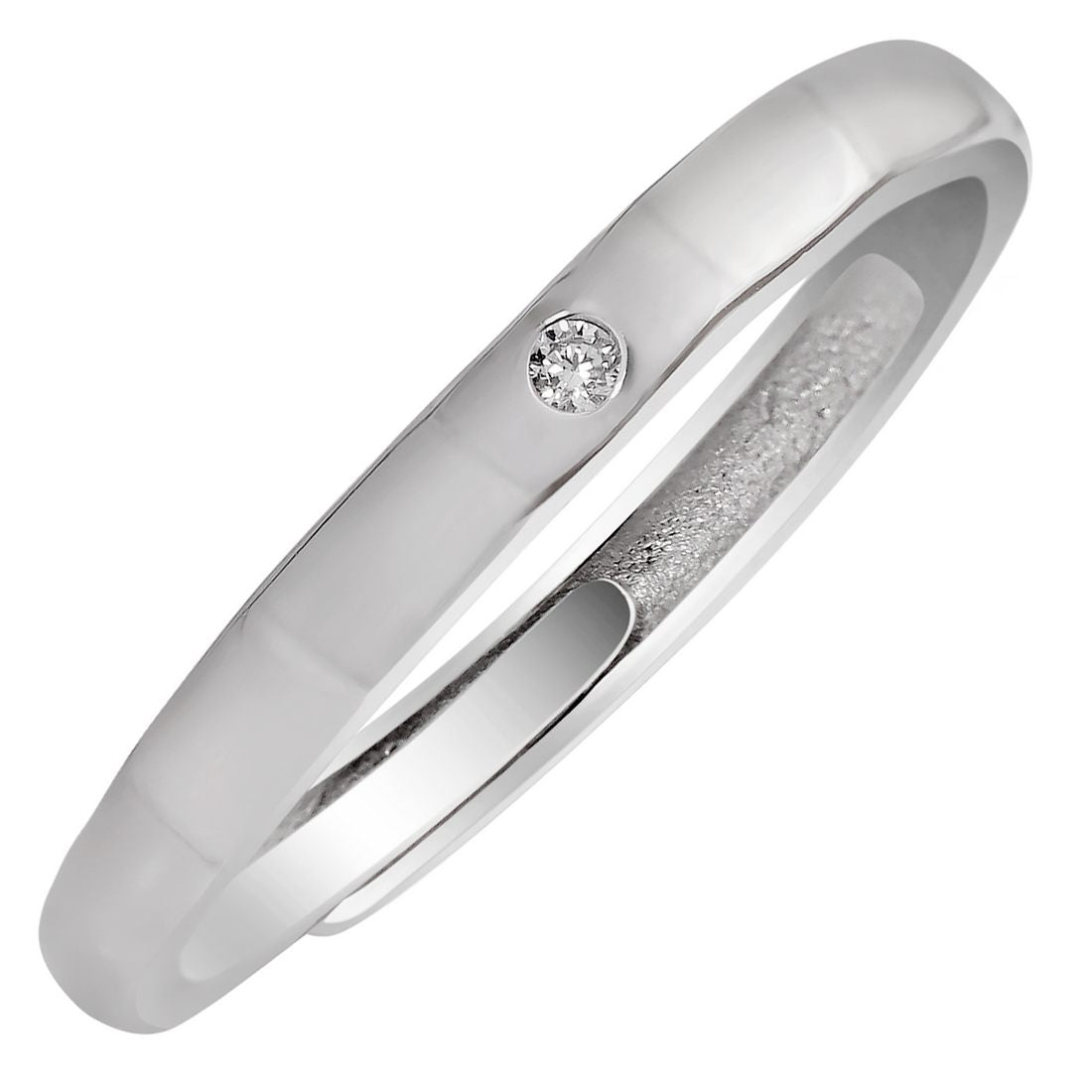 Minimal CZ Rhodium Plated 925 Sterling Silver Couple Ring