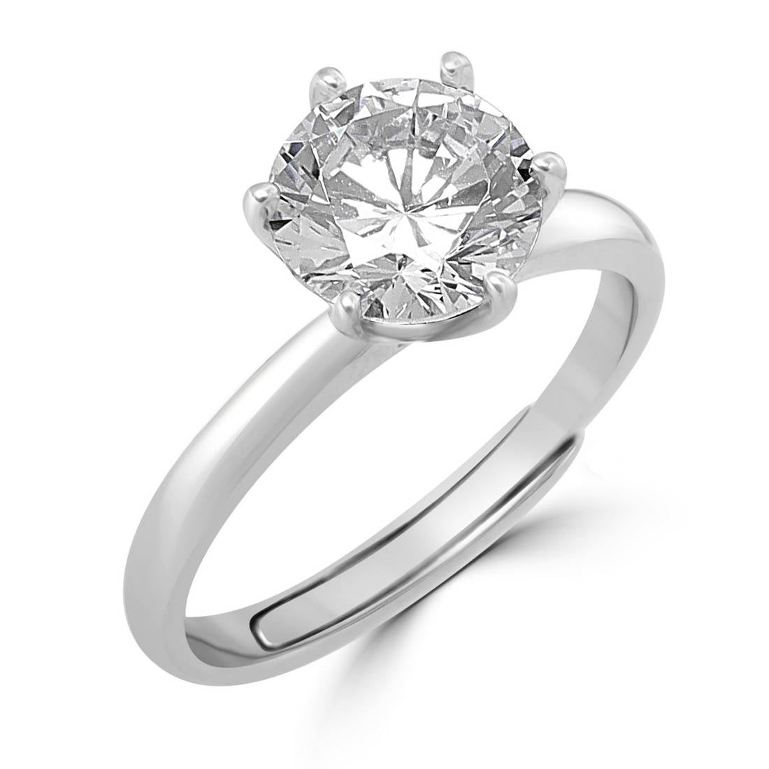 Solitaire Rhodium Plated 925 Sterling Silver Ring