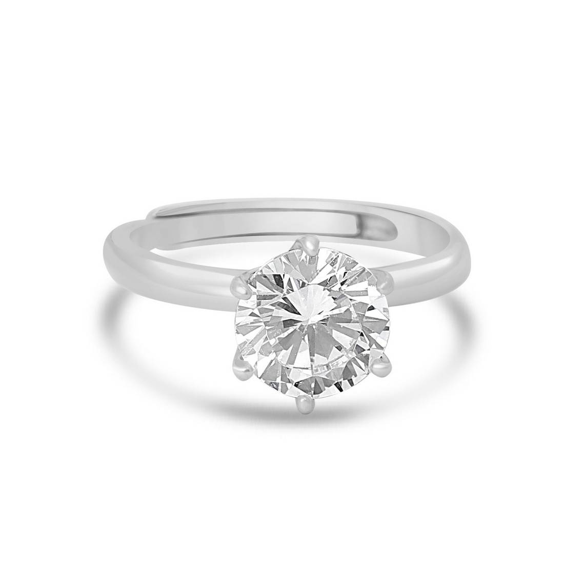 Solitaire Rhodium Plated 925 Sterling Silver Ring