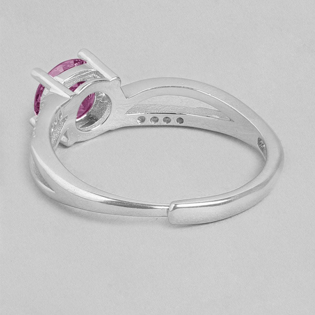 Rhodium Plated 925 Sterling Silver Solitaire Gemstone Ring