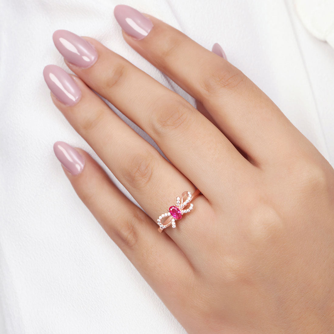 Beautiful Bow Rose Gold Plated 925 Sterling Silver Ring