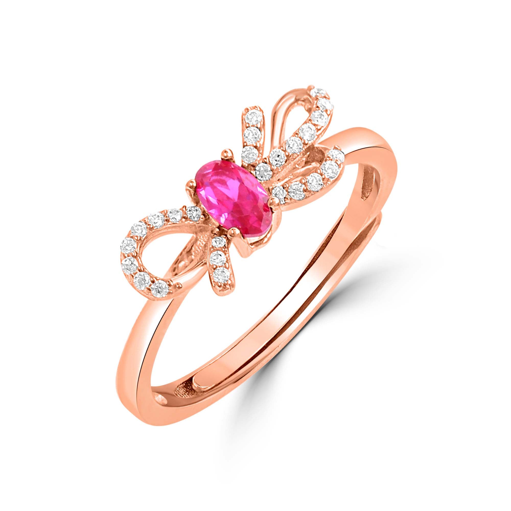 Beautiful Bow Rose Gold Plated 925 Sterling Silver Ring