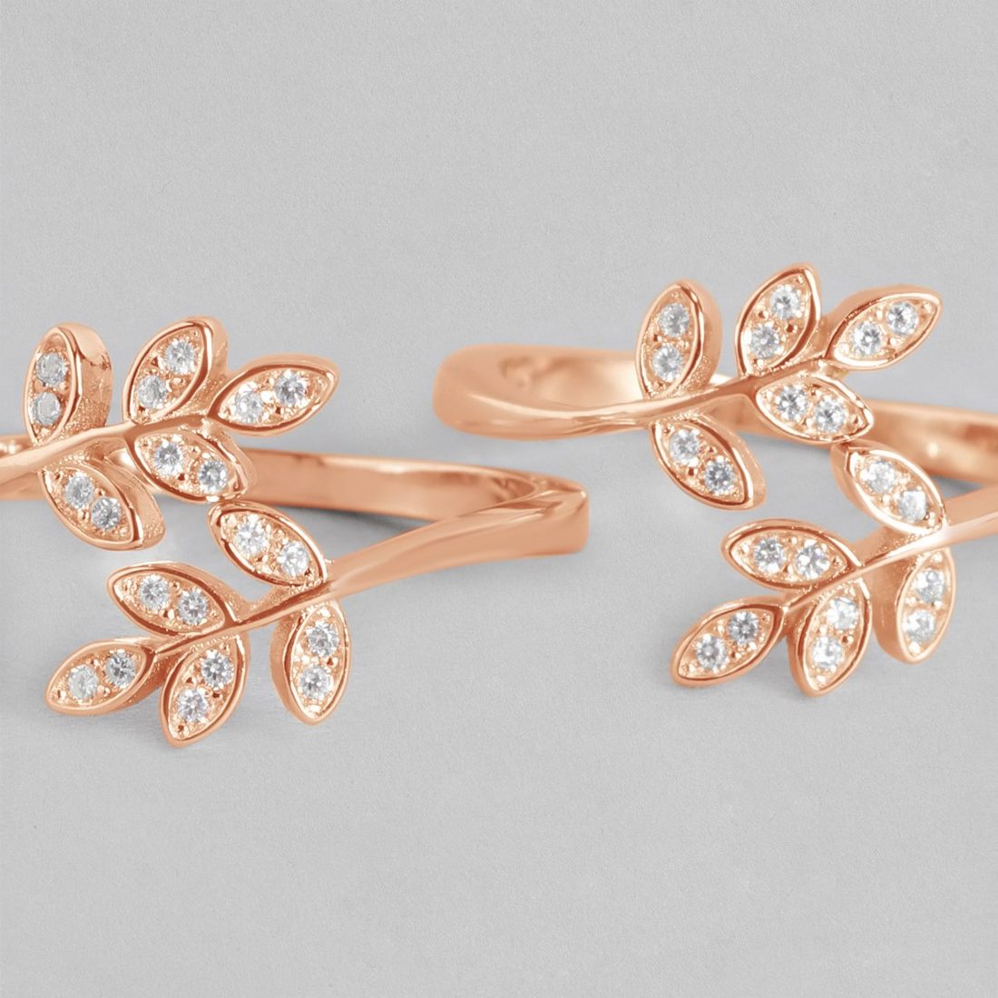 Leafy CZ Rose gold Plated 925 Sterling Silver Toe Ring