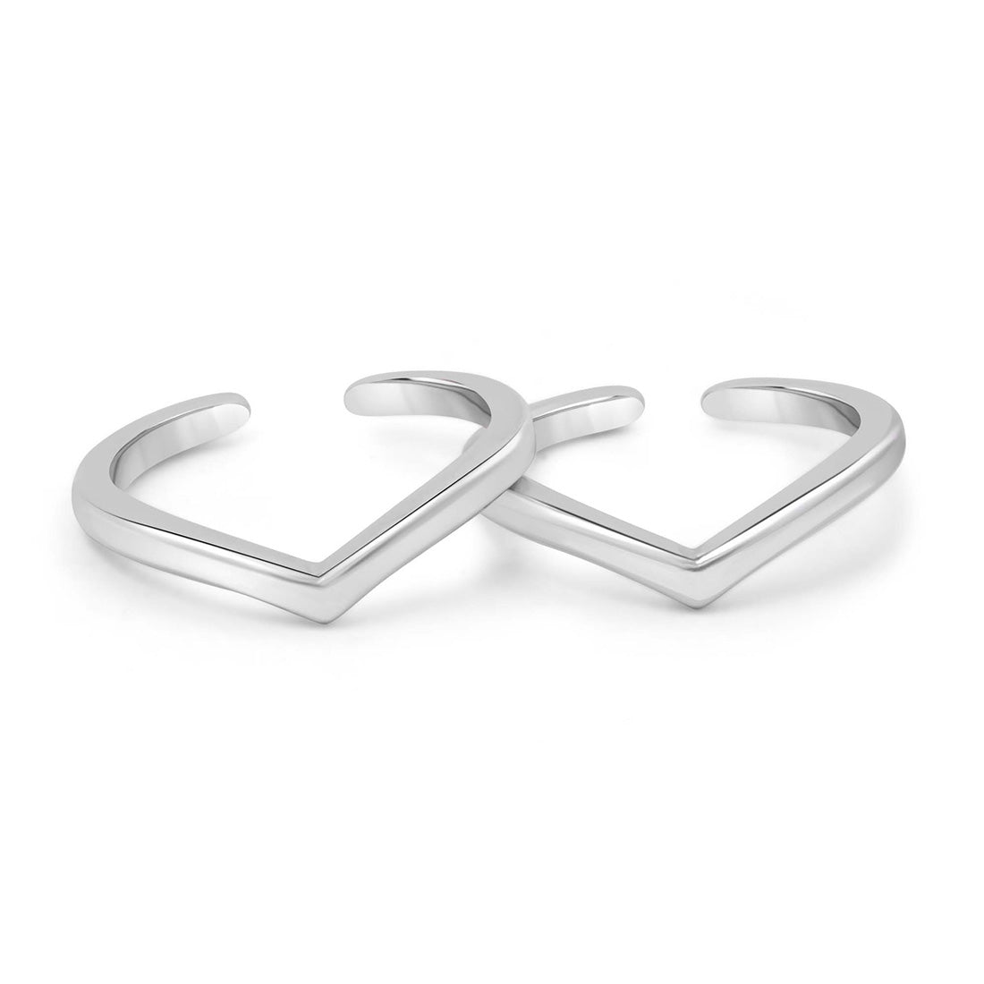 Sleek V-Shaped Rhodium-Plated 925 Sterling Silver Toe Rings