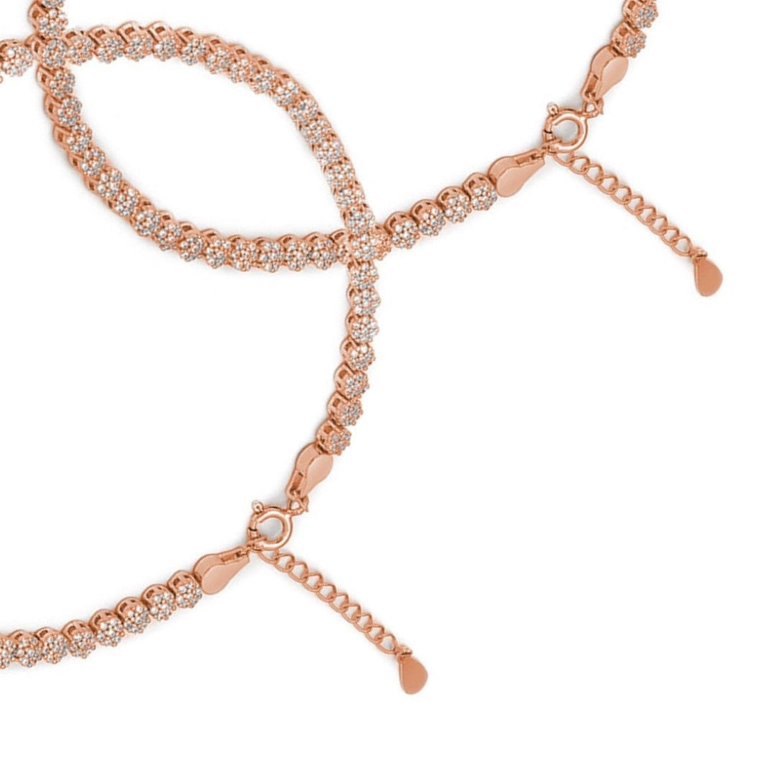 Rose Gold Plated Glimmering Fusion CZ 925 Sterling Silver Anklet