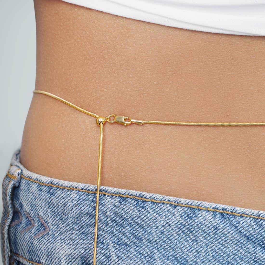 Golden Plated 925 Sterling Silver Snake Chain Waist Chain