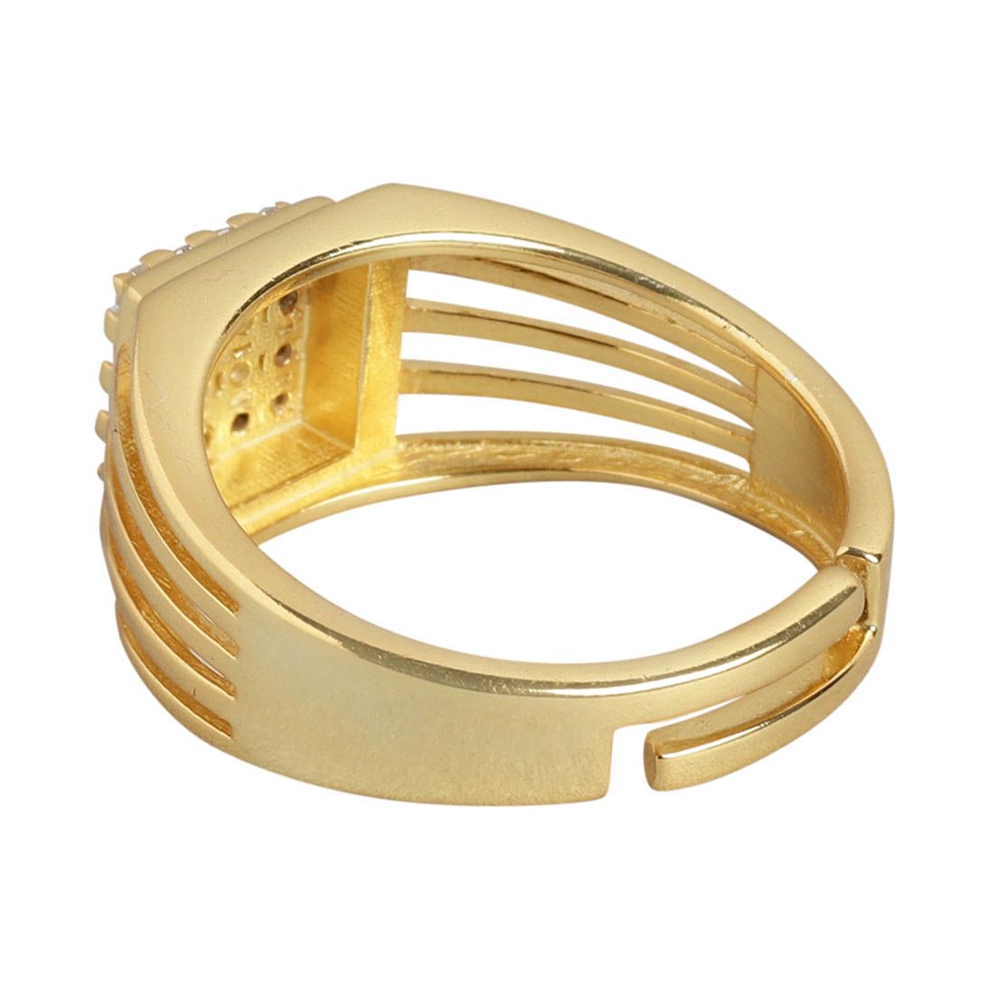 Gilded Radiance CZ 925 Sterling Silver Gold-Plated Ring for Him (Adjustable)