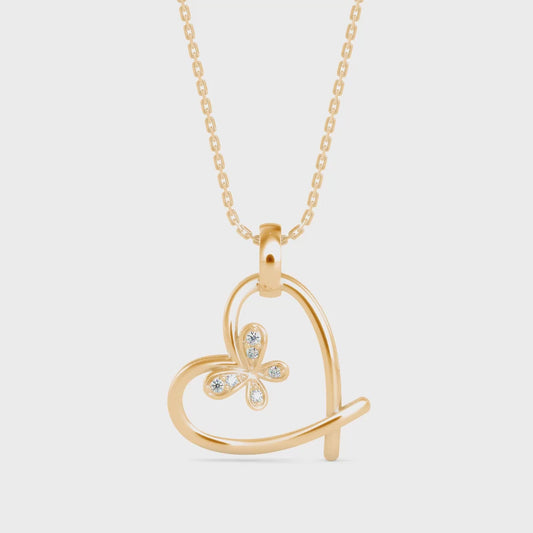 Heartfelt Flutter Lab-Grown Diamond Heart Pendant without Chain