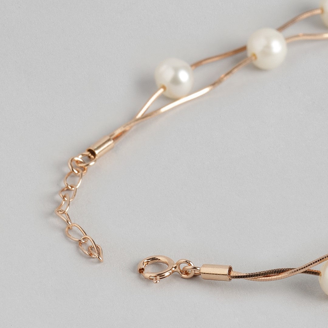 Silver bracelet Lyra with 8mm pink pearls | Majorica Pearls