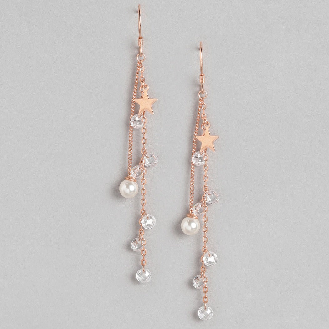 Star Pearl Drops 925 Sterling Silver Earrings