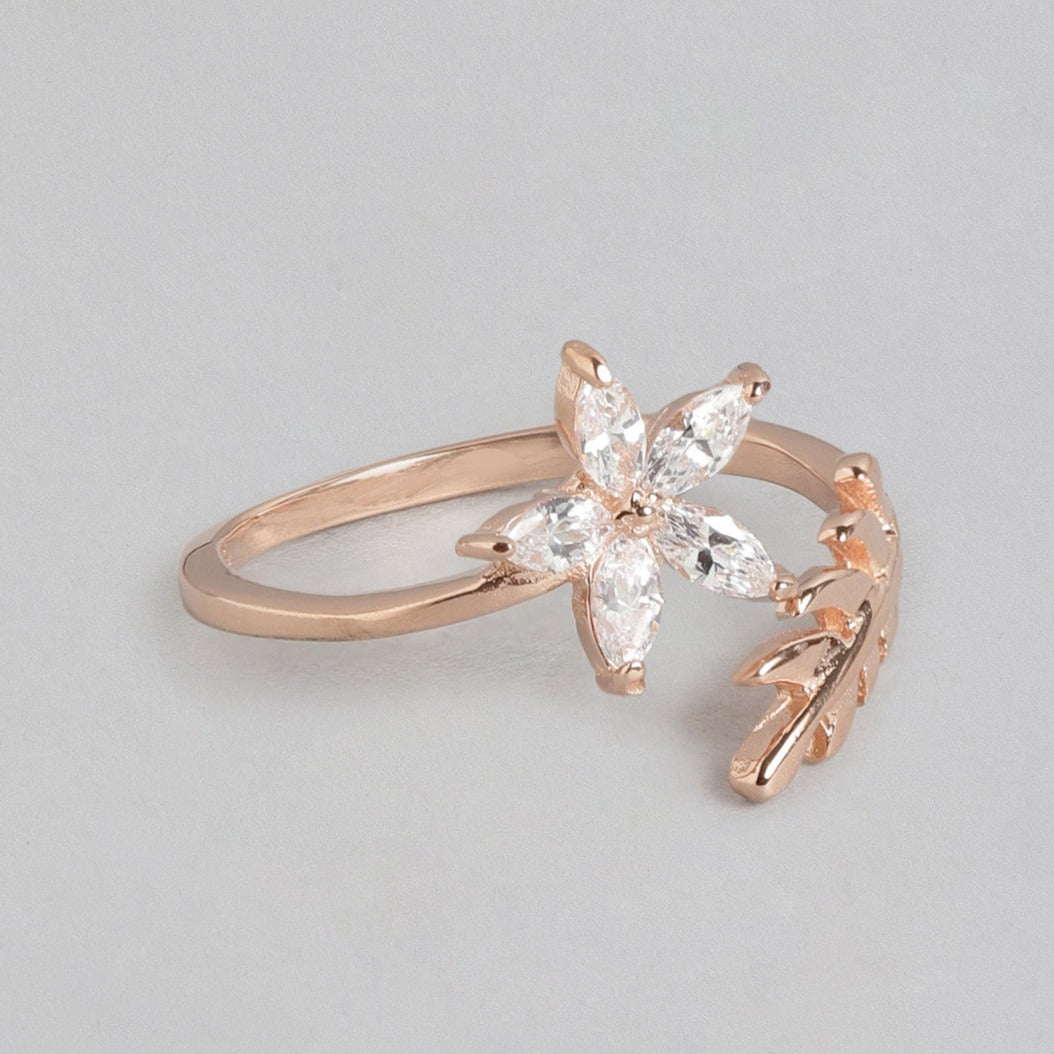 Blossom Rose Gold Plated 925 Sterling Silver Ring for Women (Adjustable)