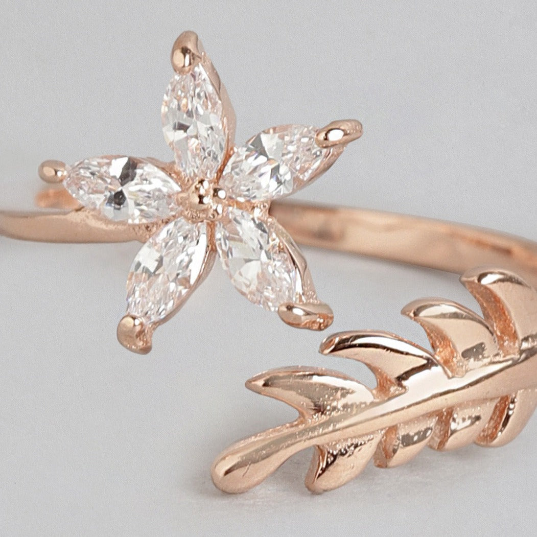 Blossom Rose Gold Plated 925 Sterling Silver Ring for Women (Adjustable)