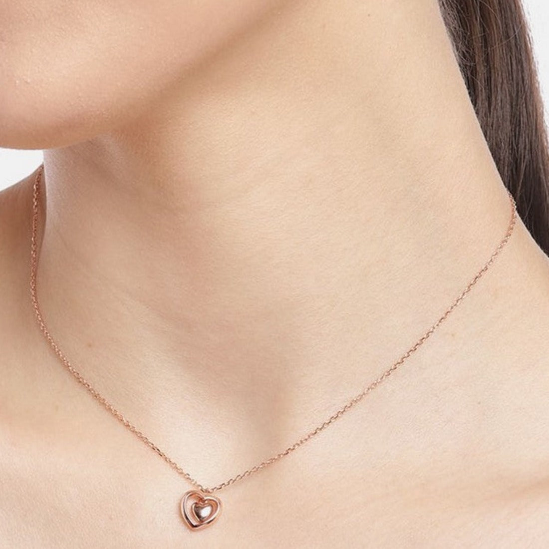 Heart & Love Rose Gold Plated 925 Sterling Silver Necklace